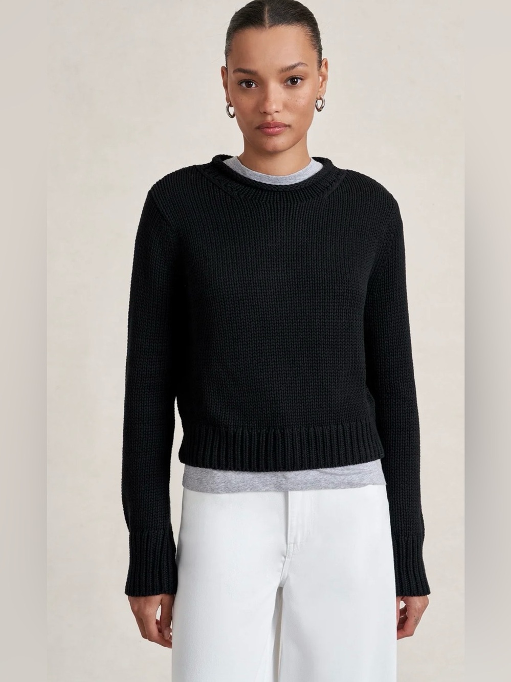 La Ligne Marina Sweater - Chunky Knit Cropped Black Sweater